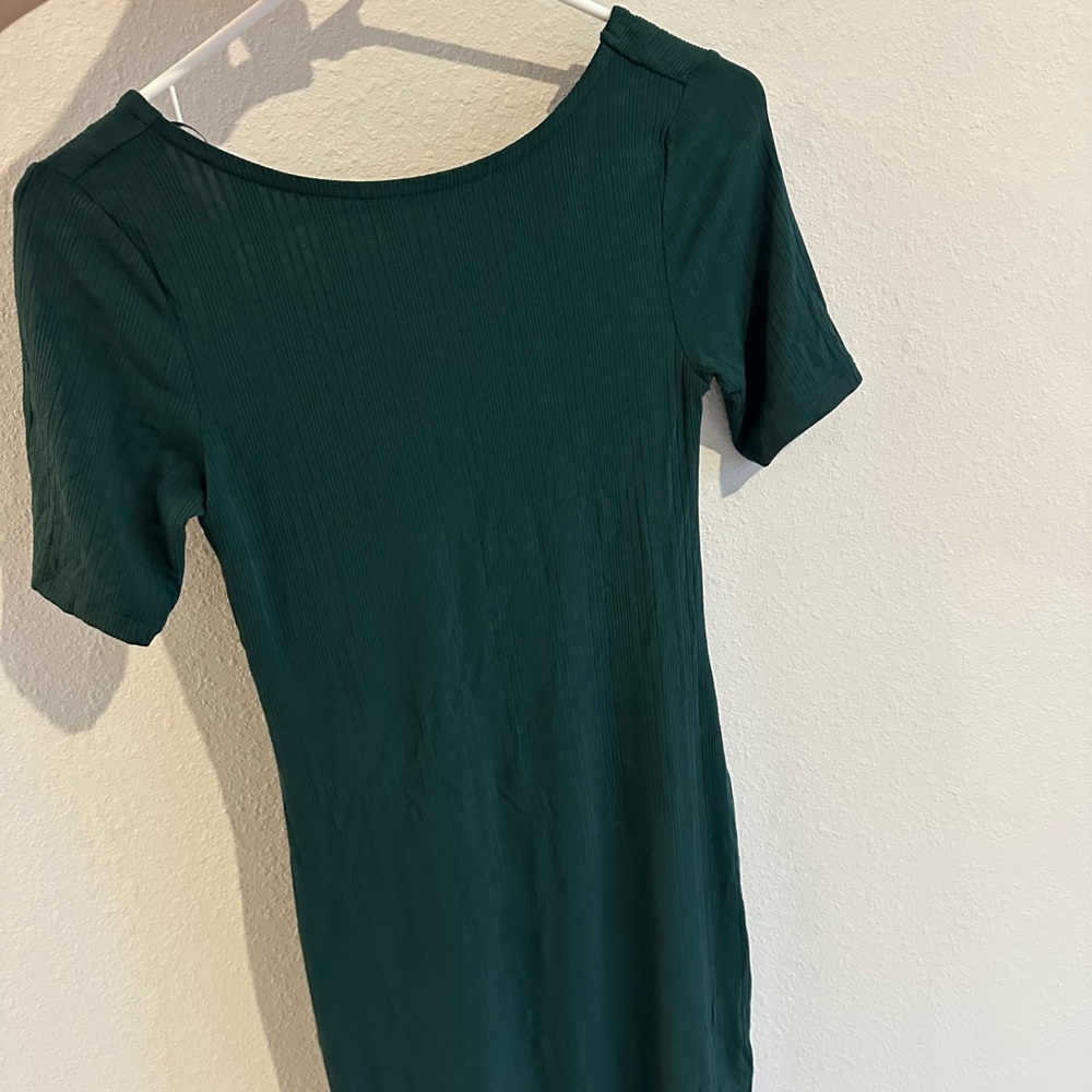 Elegant Dark Green Short Sleeve Dress